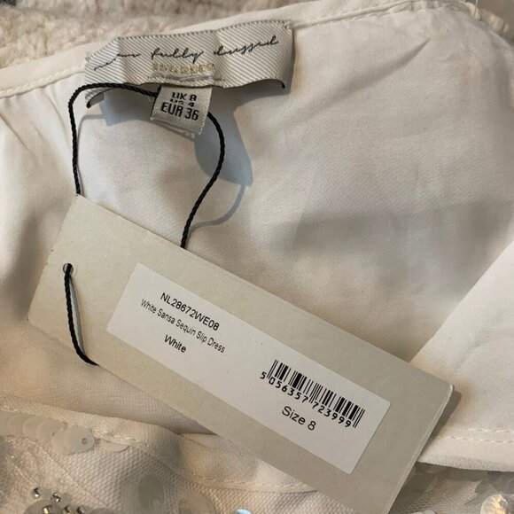 Never Fully Dressed Womens White Sansa Sequin Spaghetti Strap Slip Dress Size 4 - Picture 14 of 15